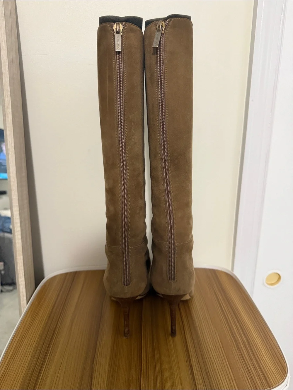Jimmy Choo Tall Suede Over-the-Knee Boots in Camel Brown